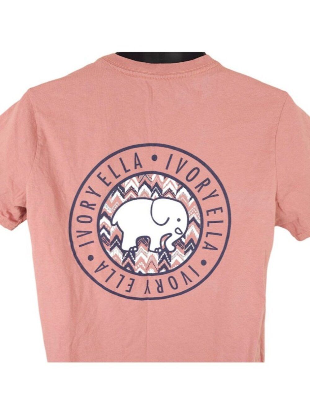 Ivory Ella T Shirt Womens Size Medium Pink Elephant Pocket Tee Relaxed Fit